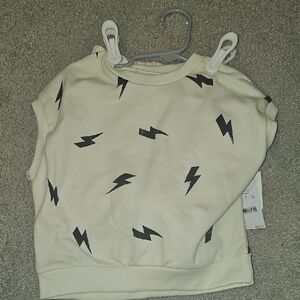 Kids Lightning Bolt Matching Set - Cream and Black